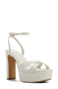 �A���h ���f�B�[�X �V���[�Y �q�[�� �v���b�g�t�H�[�� �T���_�� �A���N�� ALDO Rosine Ankle Straplatform Sandal White/ Bone �z���C�g