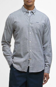 �o�u�A�[ �����Y �g�b�v�X �V���c �~�j �R�b�g�� �_�E�� Barbour Huntly Mini Houndstooth Check Cotton Button-Down Shirt Navy �l�C�r�[