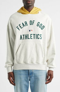 �t�B�A�I�u�S�b�h �����Y �A�E�^�[ �p�[�J�[�E�X�E�F�b�g �R�b�g�� �O���t�B�b�N Fear of God Essentials MLB Athleticsport Fit Cotton Graphic Hoodie Light Heather/ Yellow �w�U�[