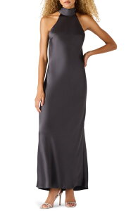 �X�e�B�[�u �}�f�� ���f�B�[�X �g�b�v�X �����s�[�X �T�e�� �}�L�V Steve Madden Lara Satin Bias Cut Maxi Dress Dark Slate �X���[�g