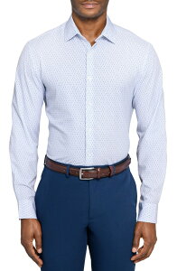 �_�u�����[�A�[���P�[ �����Y �g�b�v�X �V���c �X�����t�B�b�g �v�����g W.R.K Slim Fit Duo Geo Print Performance Dresshirt White/ Blue �z���C�g