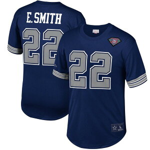 �~�b�`�F��&�l�X �����Y �g�b�v�X T�V���c ���b�V�� Men's Mitchell & Ness Emmitt Smith Navy Dallas Cowboys Retired Player Name & Number Mesh Top Navy �l�C�r�[