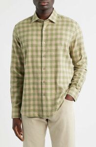 �X�R�b�g�o�[�o�[ �����Y �g�b�v�X �V���c ���M�����[�t�B�b�g �R�b�g�� Scott Barber Canclini Regular Fit Check Cotton Mlange Flannel Button-Up Shirt Sage �Z�[�W