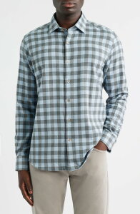 �X�R�b�g�o�[�o�[ �����Y �g�b�v�X �V���c ���M�����[�t�B�b�g �R�b�g�� Scott Barber Canclini Regular Fit Check Cotton Mlange Flannel Button-Up Shirt Sky �`�F�b�N