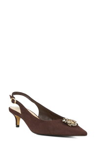 �f���[�������h�� ���f�B�[�X �V���[�Y �q�[�� Dune London Context Pointed Toe Slingback Pump Brown �u���E��