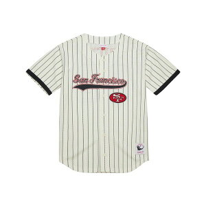 �~�b�`�F��&�l�X �����Y �g�b�v�X �V���c ���b�V�� �W���[�W�[ Men's Mitchell & Ness Jerry Rice Cream San Francisco 49ers Name & Number Mesh Button-Up Baseball Jersey Cream �N���[��