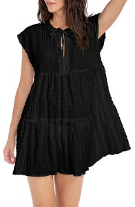 ���r���s�b�R�[�l ���f�B�[�X �g�b�v�X �����s�[�X Robin Piccone Fiona Flouncy Cover-Up Dress Black �u���b�N