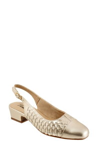 �g���b�^�[�Y ���f�B�[�X �V���[�Y �q�[�� Trotters Dea Woven Slingback Pump Champagne �V�����p��