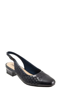 �g���b�^�[�Y ���f�B�[�X �V���[�Y �q�[�� Trotters Dea Woven Slingback Pump Navy �l�C�r�[