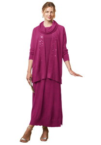 �W�F�V�J�����h�� ���f�B�[�X �g�b�v�X �����s�[�X �Z�[�^�[ Jessica London 2-Piece Sweater Dress Raspberry