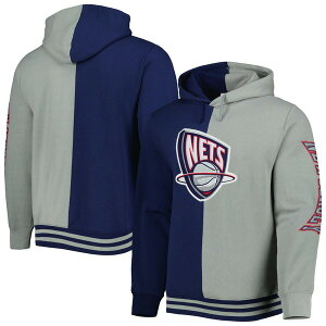 �~�b�`�F��&�l�X �����Y �A�E�^�[ �p�[�J�[�E�X�E�F�b�g �W���[�W�[ Men's Mitchell & Ness Navy/Gray New Jersey Nets Hardwood Classicsplit Pullover Hoodie Navy �l�C�r�[