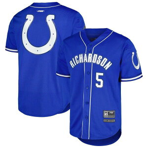 �v���X�^���_�[�h �����Y �g�b�v�X T�V���c ���b�V�� Men's Pro Standard Anthony Richardson Royal Indianapolis Colts Mesh Baseball Button-Up T-Shirt Royal