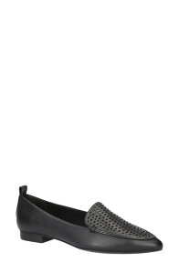 �x�����B�[�^ ���f�B�[�X �V���[�Y �p���v�X Bella Vitalessi Perforated Pointed Toe Flat Black Leather �u���b�N