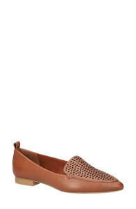 �x�����B�[�^ ���f�B�[�X �V���[�Y �p���v�X Bella Vitalessi Perforated Pointed Toe Flat Dark Tan Leather �^��