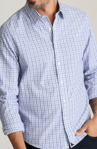 �A���^�b�N�C�b�g �����Y �g�b�v�X �V���c �R�b�g�� UNTUCKit Durif Check Wrinkle Free Cotton Button-Up Shirt Blue �u���[