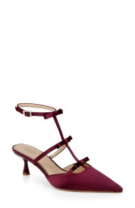 �W���E�F���_�O���C�~�V���J ���f�B�[�X �V���[�Y �q�[�� �A���N�� Jewel Badgley Mischka Elisabettankle Strapointed Toe Kitten Heel Pump Bordeaux Satin