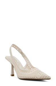 �A���N���C�� ���f�B�[�X �V���[�Y �q�[�� Anne Klein Ismeralda Slingback Pointed Toe Pump Creme Crochet