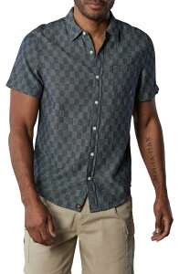 �m�[�}���u�����h �����Y �g�b�v�X �V���c The Normal Brand Freshwater Short Sleeve Button-Up Shirt Summer Navy Check �l�C�r�[