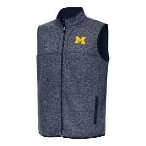 �A���e�B�O�A �����Y �A�E�^�[ �x�X�g Men's Antigua Heather Navy Michigan Wolverines Fortune Full-Zip Vest Heather Navy �w�U�[