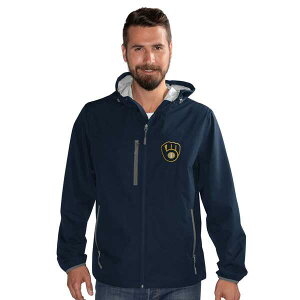 �J�[�� �o���N�X �����Y �A�E�^�[ �W���P�b�g�E�u���]�� Men'sG-III Sports by Carl Banks Navy Milwaukee Brewers Double Play Hooded Lightweight Full-Zip Jacket Navy �l�C�r�[