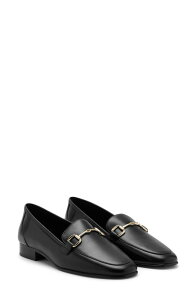 �}���S ���f�B�[�X �V���[�Y �p���v�X ���U�[ MANGO Buckleather Apron-Toe Flat Black �u���b�N