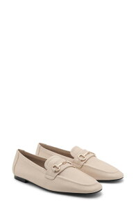 �}���S ���f�B�[�X �V���[�Y �p���v�X ���U�[ MANGO Buckleather Moc-Toe Flat Pale Beige �x�[�W��