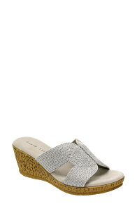 �_�C�r�b�h�e�C�g ���f�B�[�X �V���[�Y �q�[�� �T���_�� David Tate Vibe Wedge Slide Sandal Silver �V���o�[