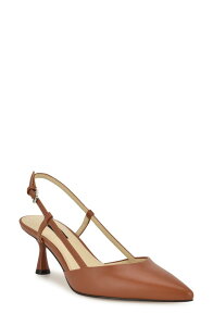 �i�C���E�F�X�g ���f�B�[�X �V���[�Y �q�[�� Nine West Rhonda Slingback Pointed Toe Kitten Heel Pump Medium Brown �u���E��
