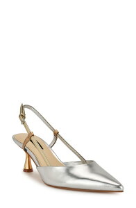 �i�C���E�F�X�g ���f�B�[�X �V���[�Y �q�[�� Nine West Rhonda Slingback Pointed Toe Kitten Heel Pump Silver/Gold �S�[���h