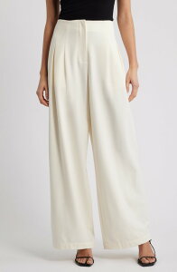 ���C�t ���f�B�[�X �{�g���X ���M���X ���C�h���b�O �v���[�c �p���c WAYF Mischa Clean Waist Pleated Wide Leg Pants Cream �N���[��