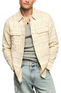 ���b�L�[�u�����h �����Y �A�E�^�[ �W���P�b�g�E�u���]�� �L���e�B���O �V���c Lucky Brand Humboldt Quilted Geo Jacquard Button-Up Overshirt Creamulti �N���[��