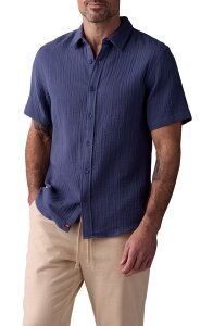 �m�[�}���u�����h �����Y �g�b�v�X �V���c �R�b�g�� The Normal Brand Kalo Cotton Gauze Short Sleeve Button-Up Shirt Vintage Blue �u���[