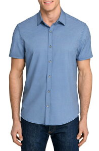 �_�u�����[�A�[���P�[ �����Y �g�b�v�X �V���c �X�����t�B�b�g W.R.K Basic Slim Fit Abstract Geo Short Sleeve Performance Button-Up Shirt Navy �l�C�r�[