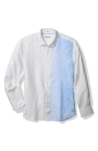 �g�b�~�[�o�n�} �����Y �g�b�v�X �V���c ���l�� Tommy Bahama Villa Rosa Vines Omb Linen Button-Up Shirt Dew Drop