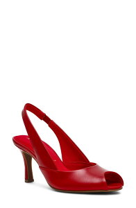 �A���N���C�� ���f�B�[�X �V���[�Y �q�[�� Anne Klein Jovi Slingback Peep Toe Pump Red Crinkle ���b�h