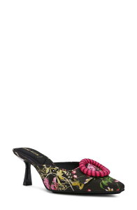 �A���N���C�� ���f�B�[�X �V���[�Y �q�[�� Anne Klein Cassia Kitten Heel Mule Black Floral �u���b�N