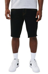 �g�D���[�����W���� �����Y �{�g���X �f�j���p���c �V���[�g�p���c True Religion Ricky Frayed Hem Snap Flap Straight Denim Shorts Black Rinse �u���b�N