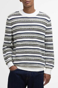 �o�u�A�[ �����Y �A�E�^�[ �p�[�J�[�E�X�E�F�b�g �N���[�l�b�N �Z�[�^�[ �R�b�g�� Barbour Topcliffe Fair Isle Cotton Crewneck Sweater Whisper White �z���C�g