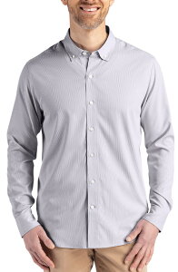 �J�b�^�[�A���h�o�b�N �����Y �g�b�v�X �V���c �_�E�� Cutter & Buck Skylinepiconfidence Stripe Stretch Button-Down Shirt Elemental Grey/White �z���C�g