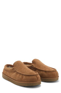 �}���S �����Y �V���[�Y �T���_�� �X�G�[�h MANGO Suede Faux Shearling Lined Clog Brown �u���E��