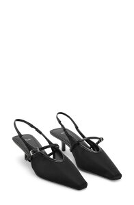 �}���S ���f�B�[�X �V���[�Y �q�[�� MANGO Slingback Mule Black �u���b�N