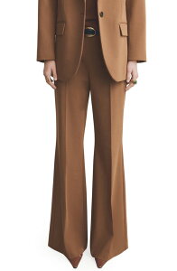 �}���S ���f�B�[�X �{�g���X ���M���X ���C�h���b�O �p���c MANGO Milano Wide Leg Pants Caramel