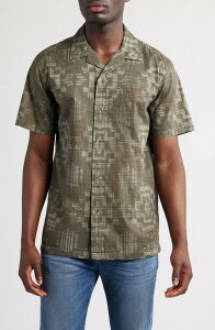 �y���h���g�� �����Y �g�b�v�X �V���c �R�b�g�� Pendleton Geo Pattern Cotton Camp Shirt Harding Olive �I���[�u