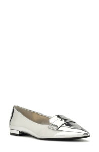 �i�C���E�F�X�g ���f�B�[�X �V���[�Y �X���b�|���E���[�t�@�[ Nine West Lallin Pointed Toe Flat Silver 040 �V���o�[