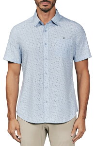�Z�u���_�C�������h �����Y �g�b�v�X �V���c �v�����g 7 Diamondseager Geo Print Short Sleeve Performance Button-Up Shirt Light Blue �u���[