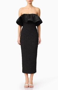 �G���A�b�g ���f�B�[�X �g�b�v�X �����s�[�X �~�f�B �X�g���b�v���X Elliatt Dandelione Strapless Body-Con Midi Dress Black �u���b�N