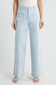 �E�B�b�g&�E�B�Y�_�� ���f�B�[�X �{�g���X ���M���X ���C�h���b�O �p���c Wit & Wisdom Skyrise Stripe Patch Pocket Wide Leg Pants Powder Blue �u���[