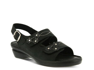 tNTX fB[X V[Y T_ Flexus by Spring Step Ceri Wedge Sandal Black ubN