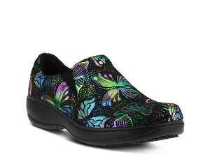 XvOXebv fB[X V[Y T_ Spring Step Winfrey Work Clog Black Multicolor Butterflies ubN