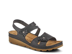 tNTX fB[X V[Y T_ Flexus by Spring Step Poncia Wedge Sandal Black ubN